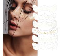 Yamobi 6 Pezzi Tatuaggio Lentiggini di Glitter, Resistente all'Acqua e al Sudore, Pietre Adhesive Glitterate per Viso, Ideali per Feste ed Eventi