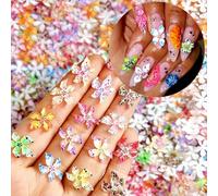 Yamobi 60 pezzi Charms per unghie a forma di fiore di giglio colorato in gel morbido, decorazioni unghie 3D in resina