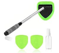 Yamobi cepillo de lavado de coches cepillo de lavado de coches con mango telescópico,50 CM herramienta de limpieza de parabrisas con mango extensible, kit de limpiaparabrisas de coche（Verde）
