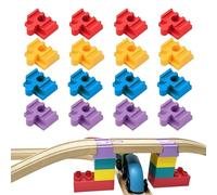 Yamobi Connettori di Ferrovia in Legno, 16 Pezzi di Spinotti di Collegamento per Binari in Legno, Compatibili con Duplo e Costruzioni LEGO, Adattatori per Binari