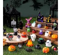 Yamobi Ghosts Mini Resina Halloween Decorazione, 45 pezzi Spaventoso Set Fantasma e Zucca, Miniature Decorazioni di Halloween, Collezione di Figurine Fantasma per Regali di Halloween Bambini
