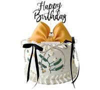 Yamobi Negro Feliz Cumpleaños Decoración de la torta,16 Piezas Decoración de la torta de la cinta y Feliz Cumpleaños Decoración,Decoración de la torta del arco