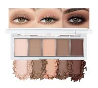 Yamobi tavolozza ombretti color nude marrone, 5 colori tavolozza ombretti, tavolozza ombretti nude taupe freddo, mini trucco per look quotidiani occhi smokey