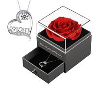 Yamonic Festa della Mamma Idee Regalo,Regalo Festa della Mamma, Rosa Eterna con Collana, “Migliore Mamma del Mondo”in Spagnolo,Rosa Stabilizzata Vera per Mamma,Regalo Mamma Compleanno,Rosa Rossa