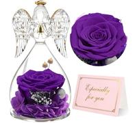 Yamonic Festa Della Mamma Idee Regalo, Rosa Stabilizzata Eterna con Angelo Custode, Compleanno Nonna, Donna,Viola