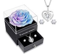Yamonic Regali originali rosa eterni per donna, rosa eterna naturale conservata con collana e orecchini in argento sterling 925, regalo di Natale, San Valentino, festa della mamma, compleanno