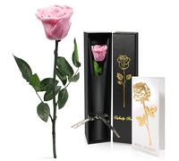Yamonic Regali San Valentino per Lei,Rosa Stabilizzata Regalo Donna, Vera Rosa Eterna con Steli Regalo per Donne Compleanno,Regali Fidanzata Mamma Nonna Natale San Valentino Anniversario Matrimonio