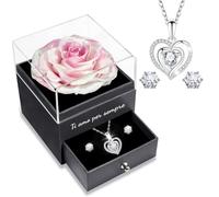 Yamonic Rosa Eterna Regalo Donna,Rosa Stabilizzata con Collana Argento 925 Donna, Idea Regalo per Lei,Ti Amo per Sempre,Regalo San Valentino per lei,Regalo Donna Natale Compleanno Anniversario