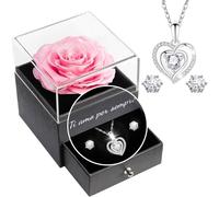 Yamonic Rosa Eterna Regalo Donna,Rosa Stabilizzata con Collana Argento 925 Donna, Idea Regalo per Lei,Ti Amo per Sempre,Regalo San Valentino per lei,Regalo Donna Natale Compleanno Anniversario