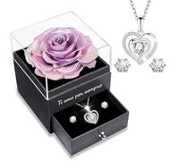 Yamonic Rosa Eterna Regalo Donna,Rosa Stabilizzata con Collana Argento 925 Donna, Idea Regalo per Lei,Ti Amo per Sempre,Regalo San Valentino per lei,Regalo Donna Natale Compleanno Anniversario