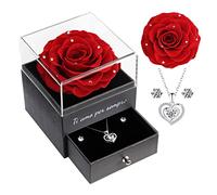 Yamonic Rosa Eterna Regalo Donna,Rosa Stabilizzata con Collana Argento 925, Ti Amo per Sempre,Regalo San Valentino per lei,Regali Donna Natale Compleanno Anniversario