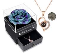 Yamonic Rosa Eterna Regalo Donna,Rosa Stabilizzata con Collana Donna,Idea Regalo per Lei,Regalo San Valentino per lei,Regalo Donna Natale Confezione Regalo Compleanno Anniversario Festa della Mamma