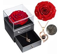 Yamonic Rosa Eterna Regalo Donna,Rosa Stabilizzata con Collana Donna,Idea Regalo per Lei,Regalo San Valentino per lei,Regalo Donna Natale Confezione Regalo Compleanno Anniversario Festa della Mamma