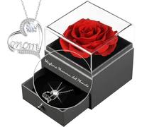 Yamonic Rosa Eterna Regalo Mamma, Rosa Stabilizzata Vera con Collana Argento 925,Migliore Mamma del Mondo,Fiori Eterna Confezione Regalo Natale Donna Compleanno San Valentino