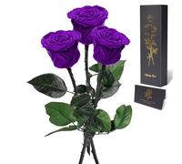 Yamonic Rosa Stabilizzata Regalo Donna,Rosa Eterna con Steli Regalo per Donne Compleanno,Idee Regali per Lei,Regali Mamma Natale San Valentino Festa della Mamma,3 Rose