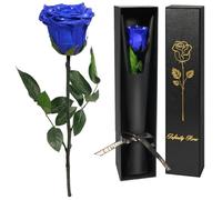 Yamonic Rosa Stabilizzata Regalo Donna,Rosa Eterna con Steli Regalo per Donne Compleanno,Idee Regali per Lei,Regali Mamma Natale San Valentino Festa della Mamma,Vera Rosa Blu