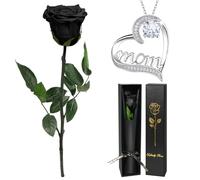 Yamonic Rosa Stabilizzata Regalo Mamma, Vera Rosa Eterna con Collana Argento 925, Rosa Eterna Stabilizzata con Steli,Regalo Compleanno Mamma, Regali Donna Natale San Valentino