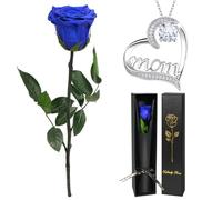 Yamonic Rosa Stabilizzata Regalo Mamma, Vera Rosa Eterna con Collana Mom,Regalo Compleanno Mamma, Rosa Eterna Stabilizzata con Steli,Regali Donna Natale San Valentino