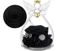 Yamonic Rosa Stabilizzata Vera Regalo Donna,Rosa Eterna in Angel Cupola Regalo Mamma,Figurine di Angeli Regalo Donna Compleanno,Regalo Nonna,Idee Regalo Natale Angelo Custode Festa della Mamma Regalo