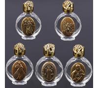 YAMSLAM 5 bottiglie in rilievo con Gesù dell'acqua santa, bottiglia con croce religiosa, bottiglia con scultura vergine cristiana, bottiglia per acqua sacra, regalo religioso, fiala per la casa da