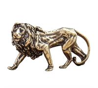 YAMSLAM Statuetta di leone in ottone, scultura del re leone, statua animale retrò, decorazione da scrivania per soggiorno, camera da letto