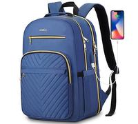 YAMTION Zaino da donna, per computer portatile da 15,6 pollici, zaino USB per lavoro, ufficio, università, blu scuro