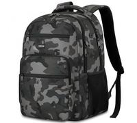 YAMTION Zaino da uomo, zaino scolastico per adolescenti, Nero mimetico., 15.6"
