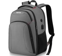YAMTION Zaino da viaggio con scomparto per laptop, TSA, adatto alla porta di ricarica USB, borsa per computer portatile da 17,3 pollici, zaino da lavoro per uomini da viaggio (Grigio, Fits 17.3in PC)