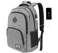 YAMTION Zaino per computer portatile da 17,3 pollici da uomo con porta USB di ricarica per business university 35L (17,3 pollici, B6-grigio)