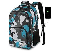 YAMTION - Zaino per ragazzi e adolescenti, zaino per la scuola, con porta di ricarica USB e scomparto per laptop da 15,6 pollici