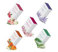 YAMUNA NATURAL BEAUTY Sapone naturale bollito a freddo - Confezione risparmio da 5 pezzi - Sapone vegetale per viso e corpo - Pulizia delicata e umidità (collezione di magie floreali)