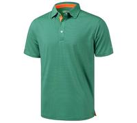 YAMXDM Camicie da golf da uomo Dry Fit Performance traspirante a righe casual con colletto a maniche corte polo da uomo, A righe verdi., M