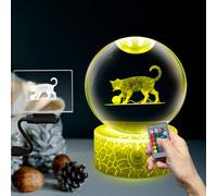 Yan-tech Chiaro 8CM sfera di cristallo carino gatto animale immagine atmosfera romantica lampada per la fotografia Vlog vigoroso K9 Figurine palla di vetro tocco notte per bambini amici regalo