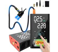 Yanace Pompa ad aria per auto a batteria da 12000 mAh, 4 mini compressori veloci, 150 psi, pompa ad aria elettrica piccola con manometro/lampada/tipo C, per moto/bicicletta/calcio