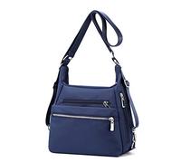 YANAIER Borsa a tracolla da donna, zaino da donna, impermeabile, in nylon, convertibile, multifunzionale, Blu scuro, Large