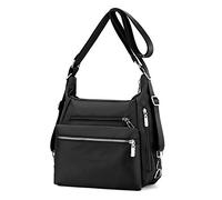 YANAIER Borsa a tracolla da donna zaino da donna in nylon idrorepellente borsa tote borsa convertibile multifunzionale, Nero , Large