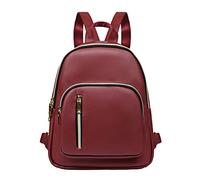 YANAIER Rusksack - Zaino da donna, in pelle PU, casual, da viaggio, per la scuola, Borgogna, S, Zaino daypack