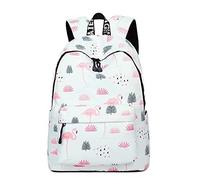 YANAIER Zaino scolastico resistente all'acqua per ragazze e adolescenti con stampa carina borsa per laptop zaino da viaggio casual da donna, Fenicotteri, Taglia unica, Zaino daypack