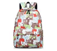 YANAIER Zaino scolastico resistente all'acqua per ragazze e adolescenti con stampa carina borsa per laptop zaino da viaggio casual da donna, Gatto Verde, L, Zaino per bambini