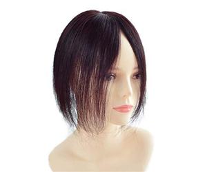 Yanamy - Topper per capelli umani con 2 clip, 5 x 8 cm, per donne con macchia calva o cicatrice, 20 cm, colore: Marrone scuro