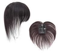 Yanamy - Toupet in capelli umani corti per capelli sottili e zone calve, 20,3 cm, castano scuro