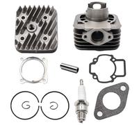 YananAC Kit Cilindro Gruppo termico DR Evolution 70cc D.47 Piaggio AC raffreddato ad aria SP.12 in ghisa per motori Piaggio Gilera con 6 travasi, scarico ellittico e testa monopezzo KT00086