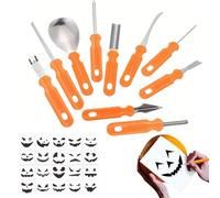 Yanayi Kit Intaglio Zucche 30 Pezzi E Cucchiaio da Scultura Antiscivolo | Scavino E Sagome Per Zucca Per Adolescenti Bambini Famiglia Feste Di Halloween Natale Casa Ufficio Scuola Cibo