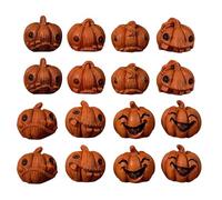Yanayi Zucche Decorative - 16 Pezzi Figurine di Zucche in Resina | Piccoli Ornamenti Halloween per Auto Vetrina Bottiglia Tavolo Camera Stagionali