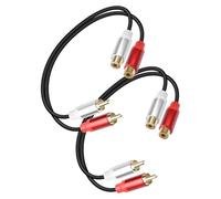 YANBORONSN 2 RCA Cavo adattatore, 2 RCA maschio a 2 femmina Cavo audio stereo per DVD, sistema teatrale, videoregistratore, CD, confezione da 2 (0.9FT)