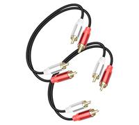 YANBORONSN 2 RCA Cavo adattatore, 2 RCA maschio a 2 maschio Cavo audio stereo per DVD, TV/HDTV, VCR, CD, 2Pack (0.9FT)