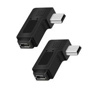YANBORONSN Adattatore Mini USB Maschio a Micro USB Femmina ad Angolo Sinistra di 90 Gradi, Supporta Ricarica e Trasferimento Dati - Compatibile con Fotocamere Digitali, Lettori MP3,Dash Cam (2 Pezzi)
