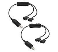 YANBORONSN Cavo adattatore USB a ventola 12V Step Up, cavo splitter USB A maschio a velocità completa per doppio ventola PC 3PIN & 4PIN con step up di tensione e interruttore ON/OFF (2 pezzi, 0,35 m)