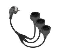 YANBORONSN Cavo di prolunga a doppia presa, cavo di alimentazione a contatto protettivo da 1 a 2, distributore a Y, cavo impermeabile per uso interno ed esterno (90 gradi, nero, 3 in 1)