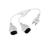 YANBORONSN Cavo di prolunga a doppia presa, cavo di alimentazione a contatto protettivo da 1 a 2, distributore a Y, cavo impermeabile per uso interno ed esterno (dritto, Bianco, 2 in 1)